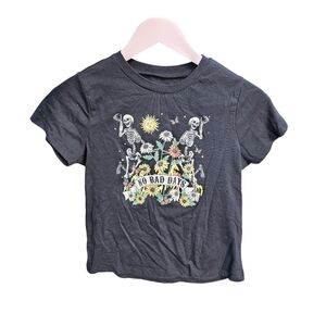 Womens Small Crop Top Skeleton T-shirt